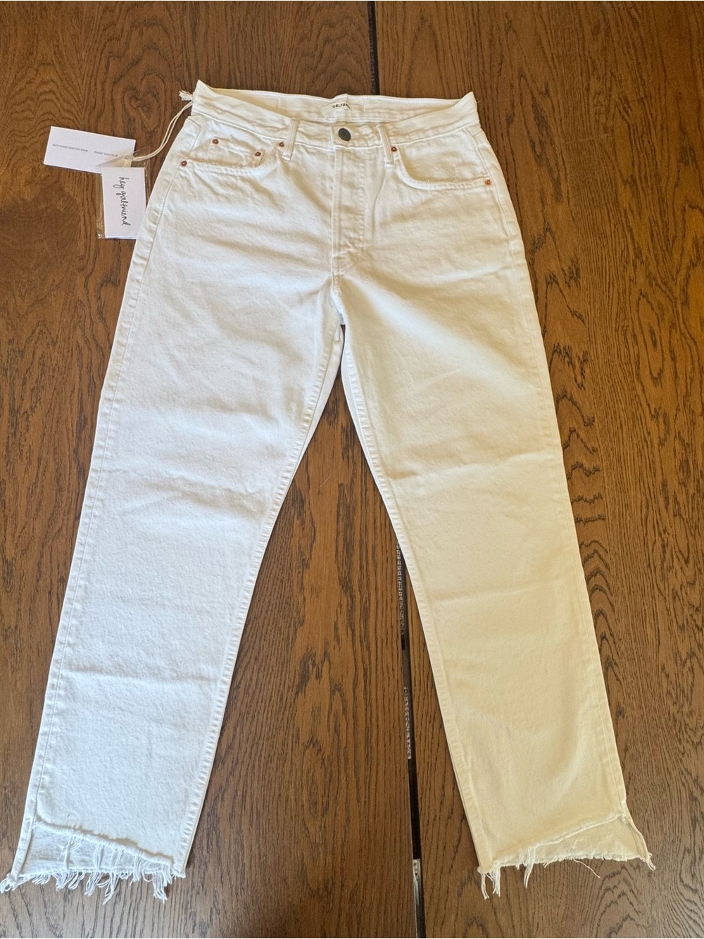 GRLFRND Helena Sweet City White High Rise Straight Leg Jeans No Stretch 27 NWT